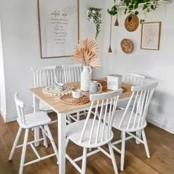 Beliani Eettafel Rubberboomhout Wit/bruin 120 X 75 Cm HOUSTON -Exporteren Stoelen Winkel undef src sa picid 820878 type whitesh image