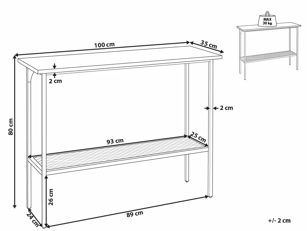 Beliani Consoletafel Licht Hout Met Zwart DORENA - Afbeelding 7