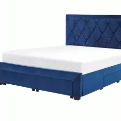 Beliani Gestoffeerd Bed Fluweel Marineblauw Met Opbergdoos 160 X 200 Cm LIEVIN -Exporteren Stoelen Winkel undef src sa picid 821231 type whitesh image