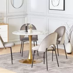 Beliani Eettafel Wit/goud Marmerlook ⌀ 90 Cm BOCA -Exporteren Stoelen Winkel undef src sa picid 821591 type color image scaled