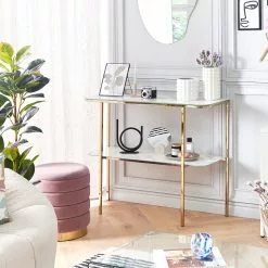 Beliani Consoletafel Marmerlook Wit/goud CALVERT -Exporteren Stoelen Winkel undef src sa picid 823508 type color image scaled