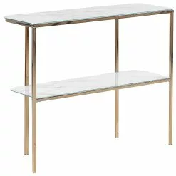 Beliani Consoletafel Marmerlook Wit/goud CALVERT -Exporteren Stoelen Winkel undef src sa picid 823510 type whitesh image scaled