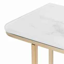 Beliani Consoletafel Marmerlook Wit/goud CALVERT -Exporteren Stoelen Winkel undef src sa picid 823511 type whitesh image scaled