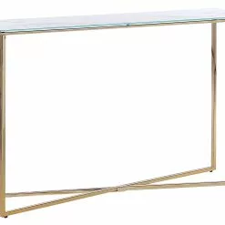 Beliani Consoletafel Marmerlook Wit/goud ROYSE