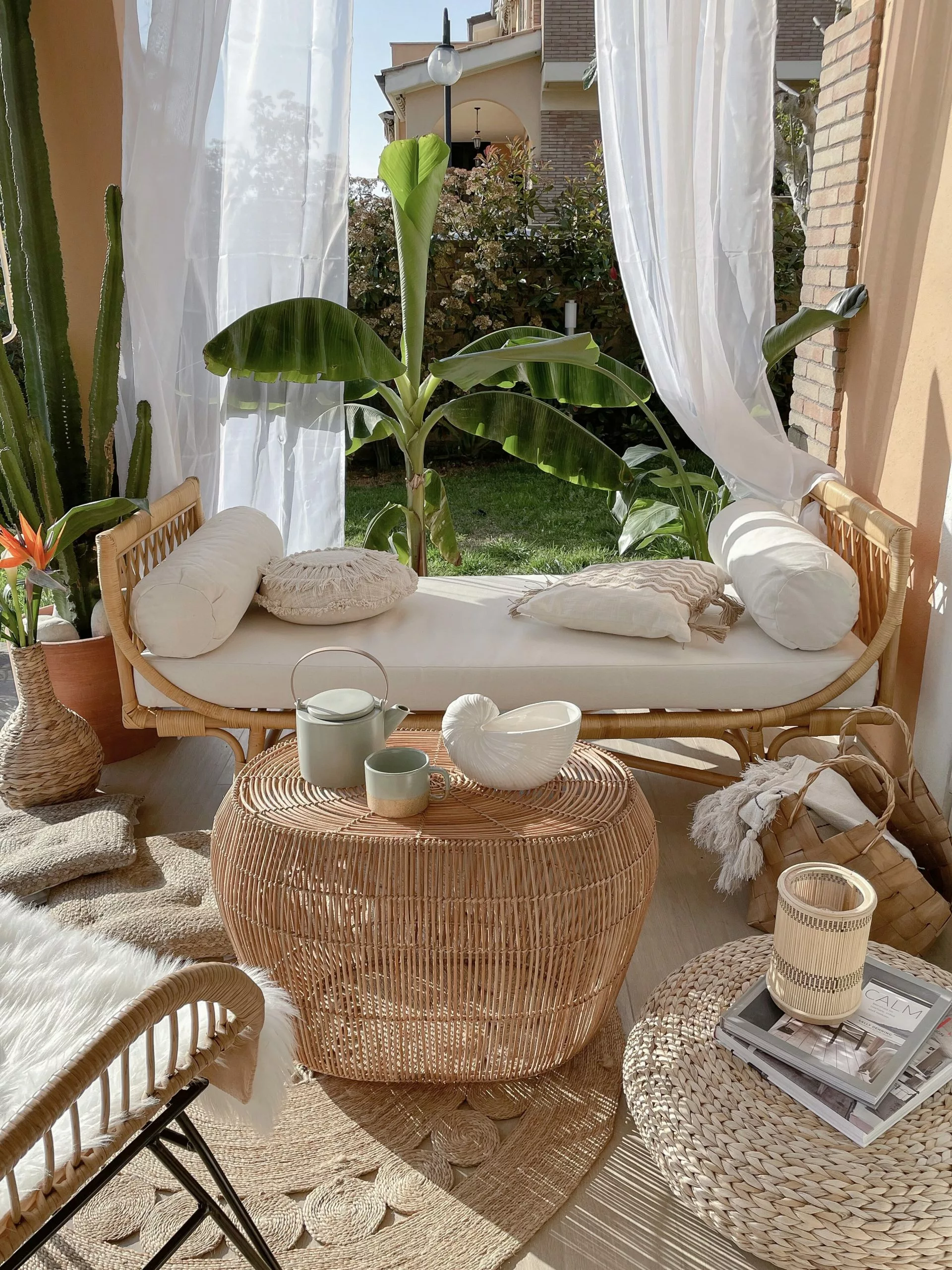 Beliani Tuinbank Rotan Natuurlijk/beige BALLAO - Afbeelding 5