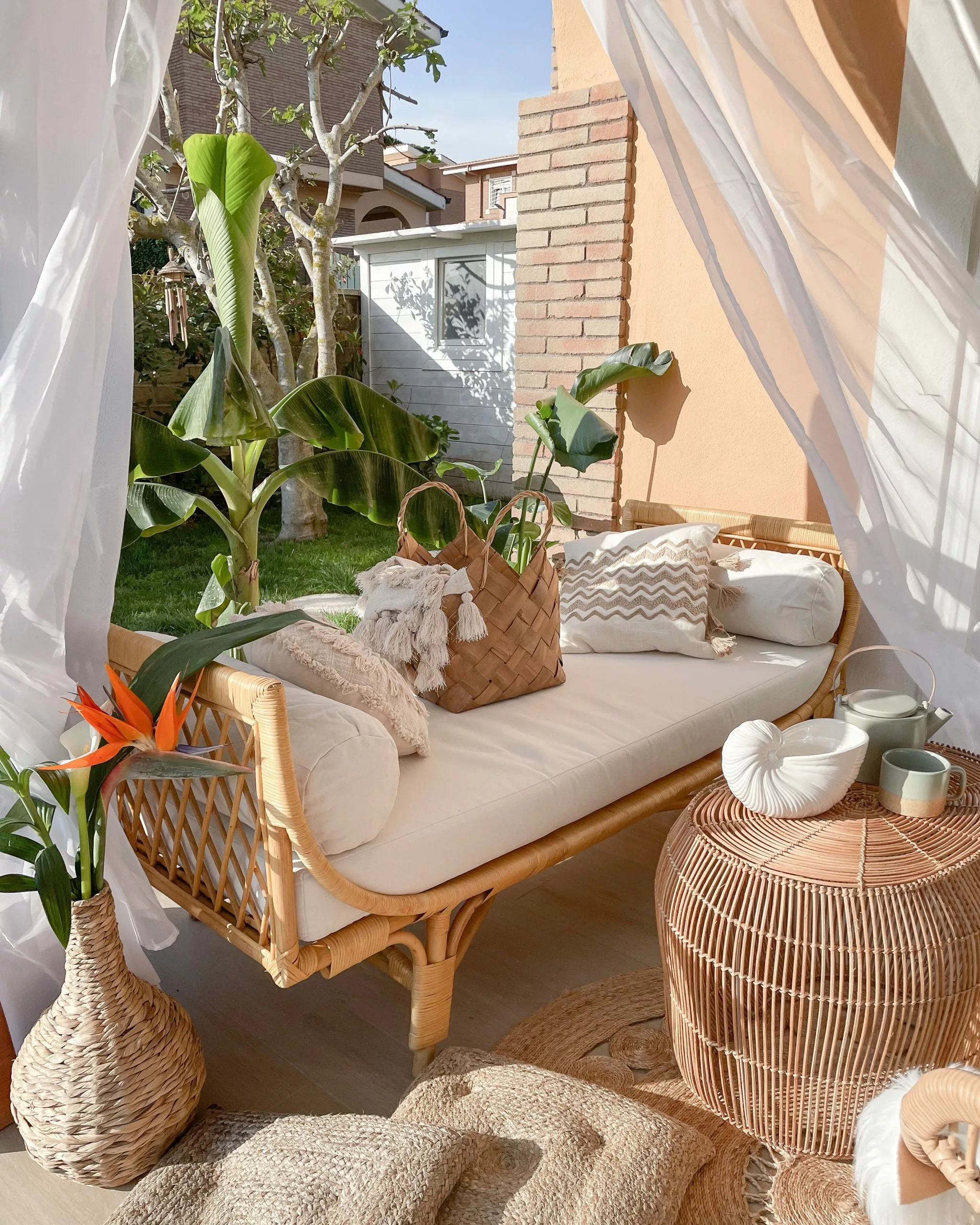 Beliani Tuinbank Rotan Natuurlijk/beige BALLAO - Afbeelding 6