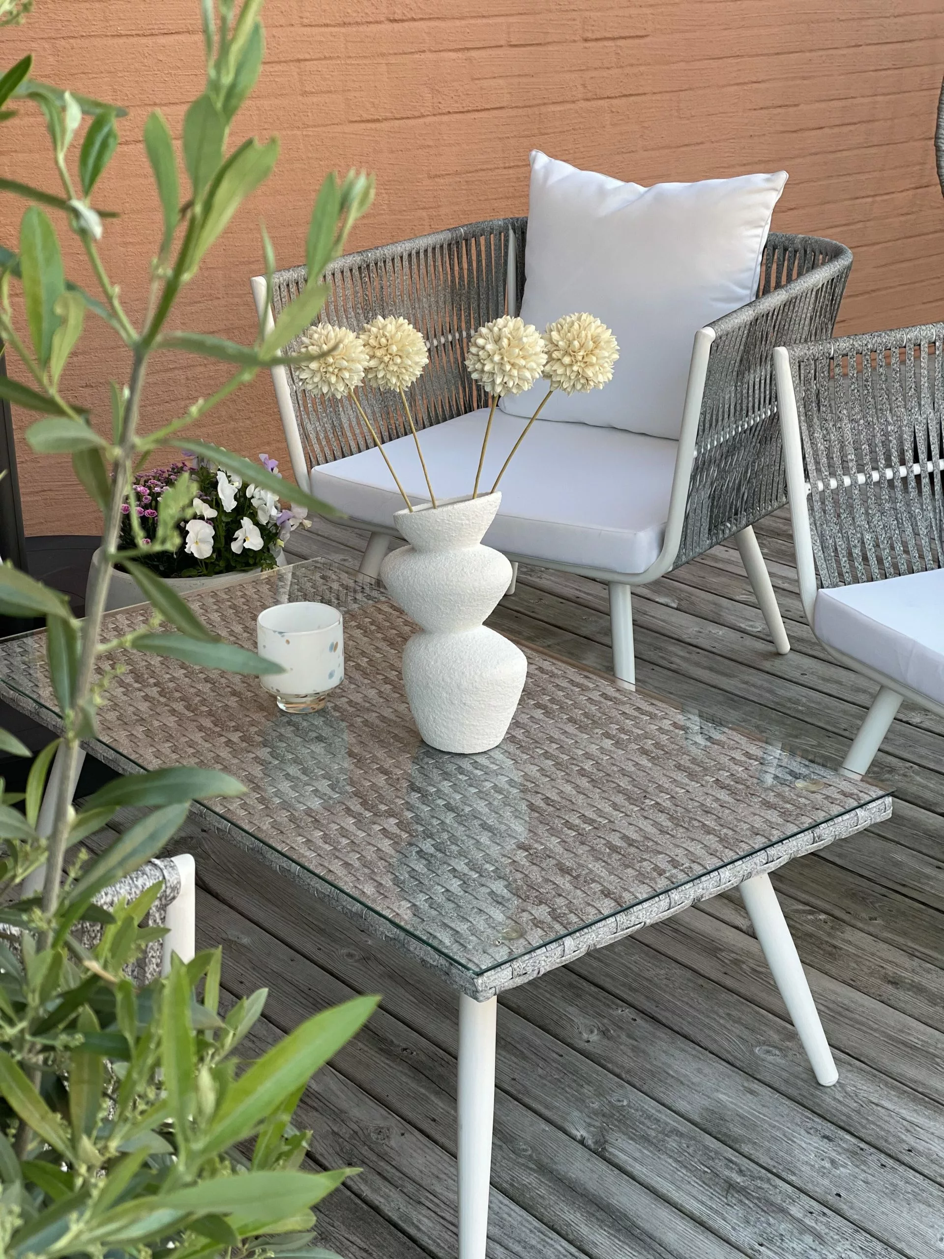 Beliani Loungeset 4-zits Rotan Crème RAGUSA - Afbeelding 5