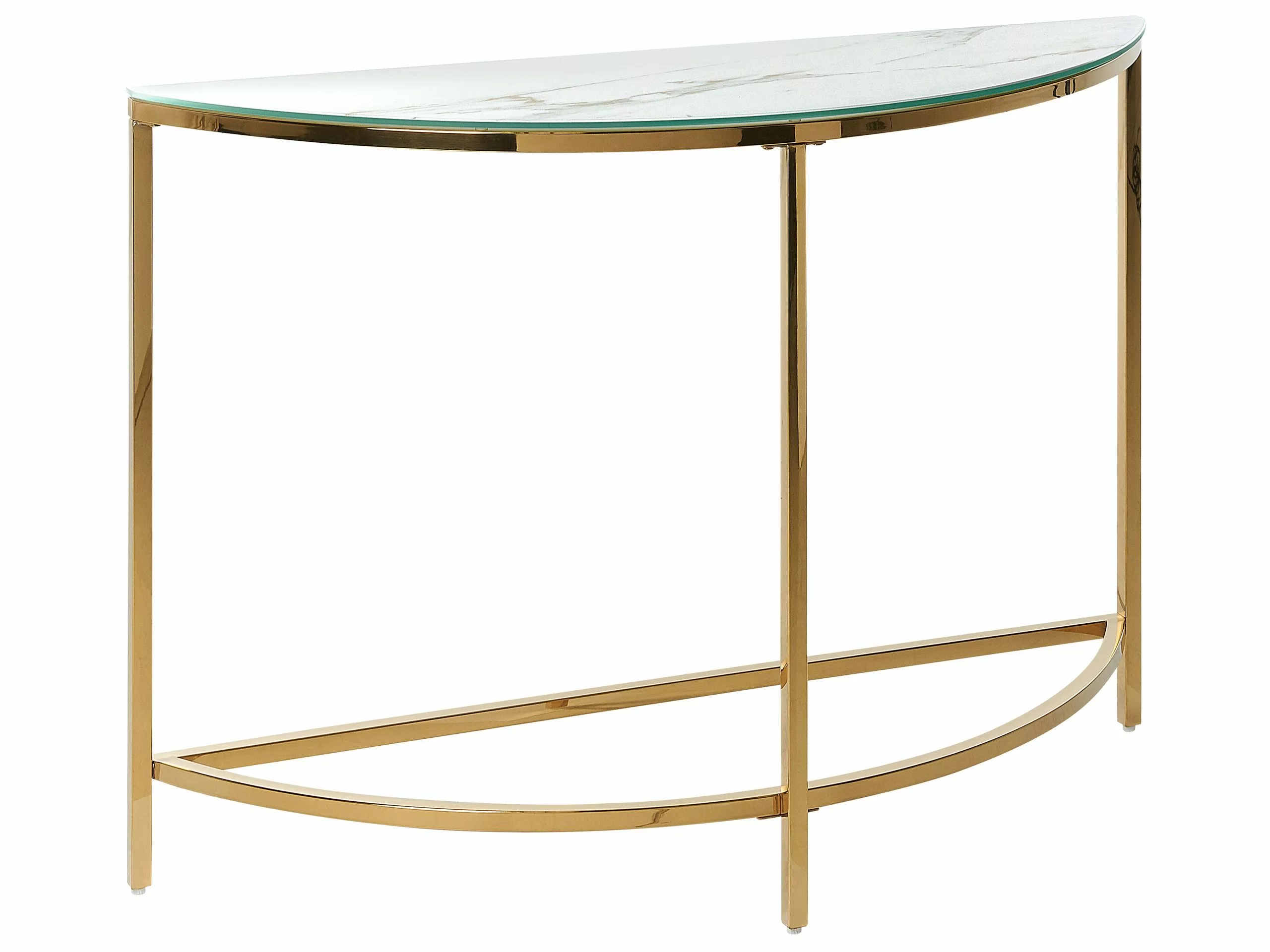 Beliani Consoletafel Marmerlook Wit/goud ORITA