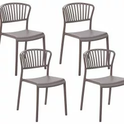 Beliani Eetkamerstoel Set Van 4 Kunststof Taupe GELA