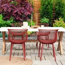 Beliani Eetkamerstoel Set Van 4 Kunststof Rood PESARO -Exporteren Stoelen Winkel undef src sa picid 825411 type color image scaled