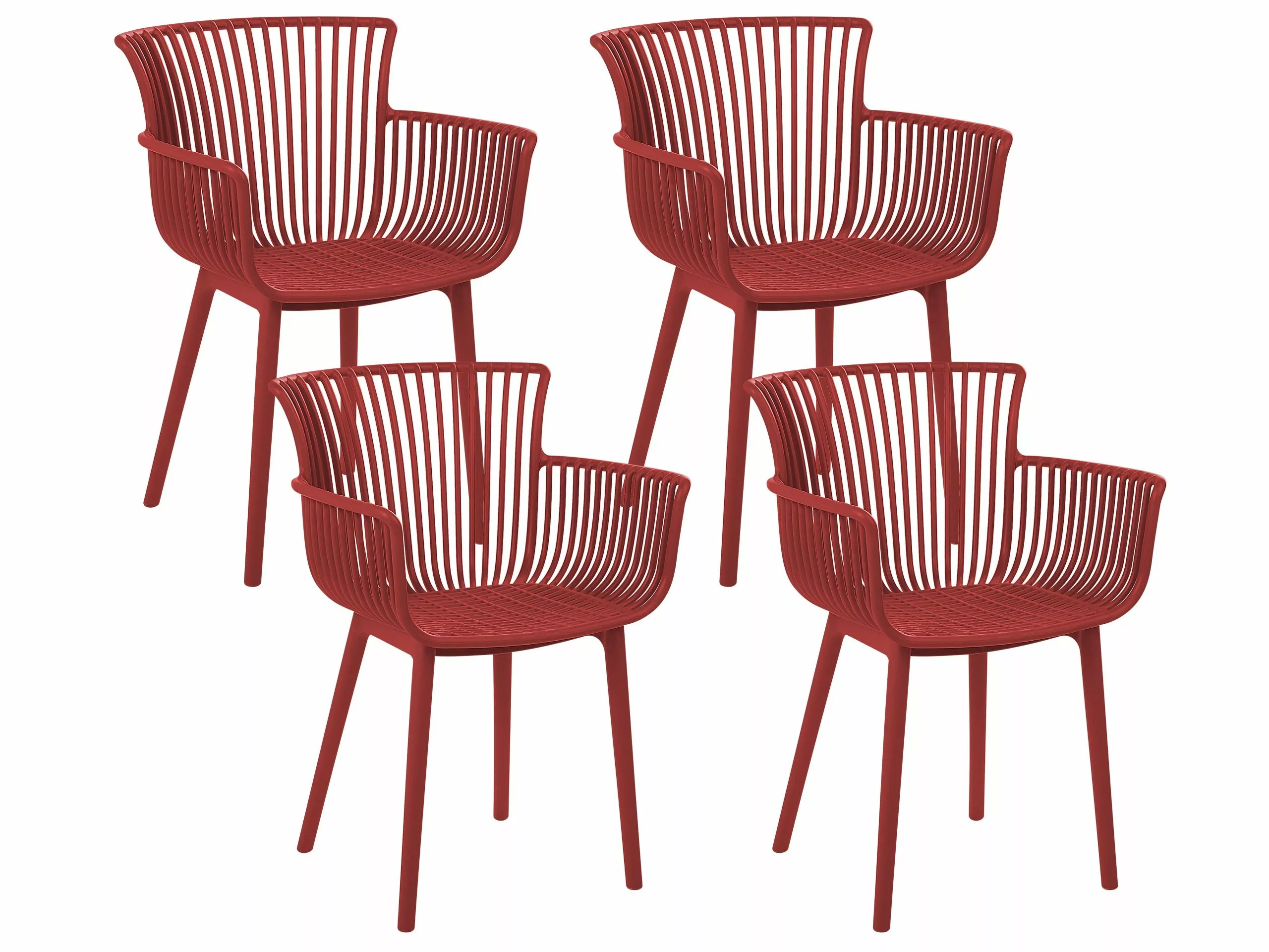 Beliani Eetkamerstoel Set Van 4 Kunststof Rood PESARO