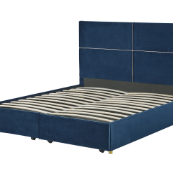 Beliani Fluwelen Tweepersoonsbed Ottomaan Bed Met Lades Blauw VERNOYES -Exporteren Stoelen Winkel undef src sa picid 825488 type whitesh image