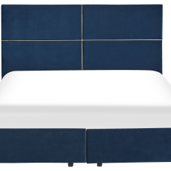 Beliani Fluwelen Tweepersoonsbed Ottomaan Bed Met Lades Blauw VERNOYES -Exporteren Stoelen Winkel undef src sa picid 825490 type whitesh image