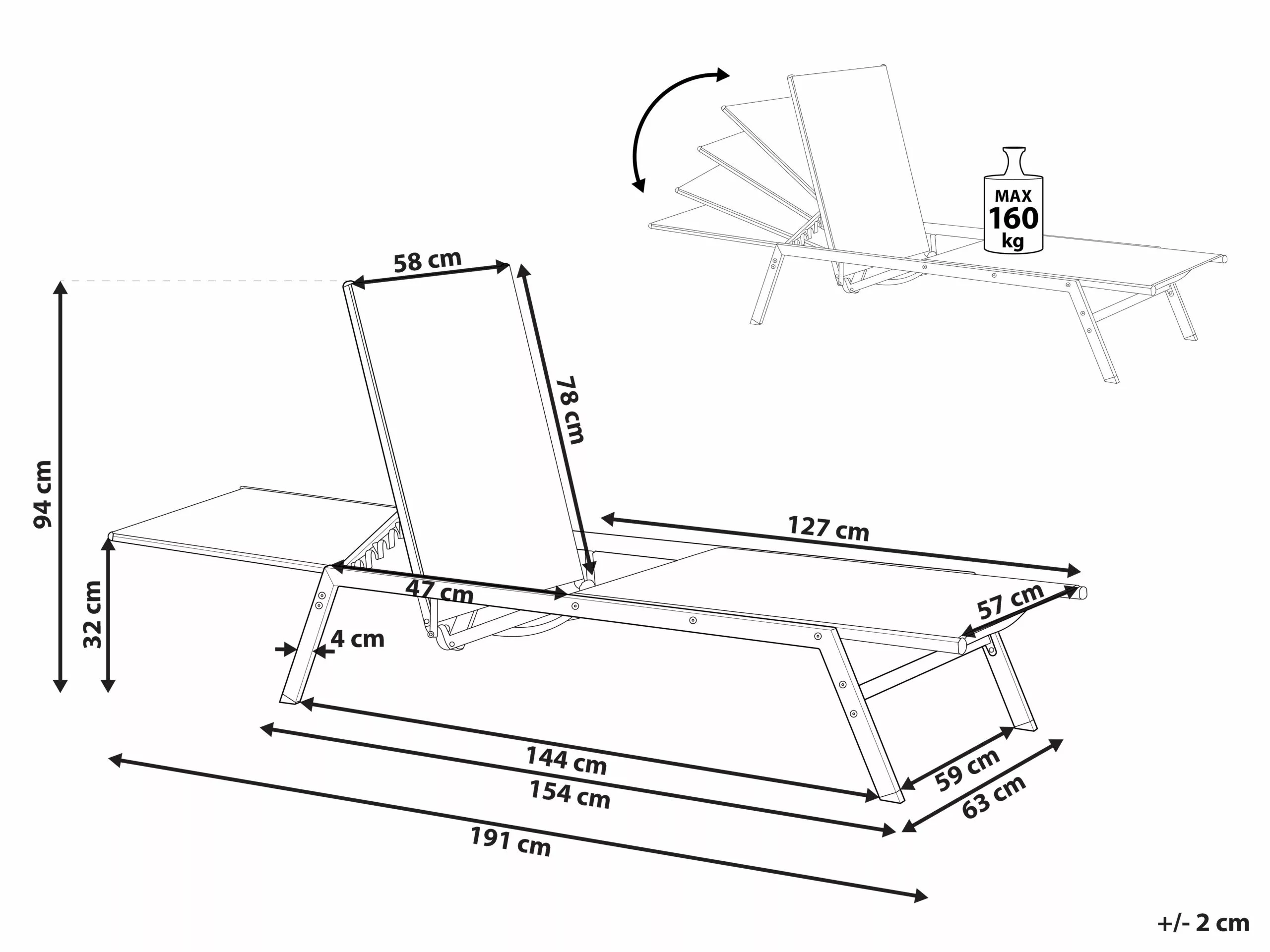 Beliani Ligstoel Staal Grijs VERNAZZA - Afbeelding 10