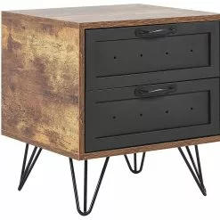 Beliani Nachtkastje Met 2 Lades Donker Hout Met Zwart ARKAN