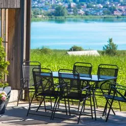 Beliani Tuinset Glas/staal Zwart LIVO -Exporteren Stoelen Winkel undef src sa picid 826840 type whitesh image scaled