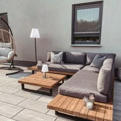 Beliani Loungeset 5-zits Acaciahout Grijs MYKONOS -Exporteren Stoelen Winkel undef src sa picid 827362 type whitesh image 1 scaled