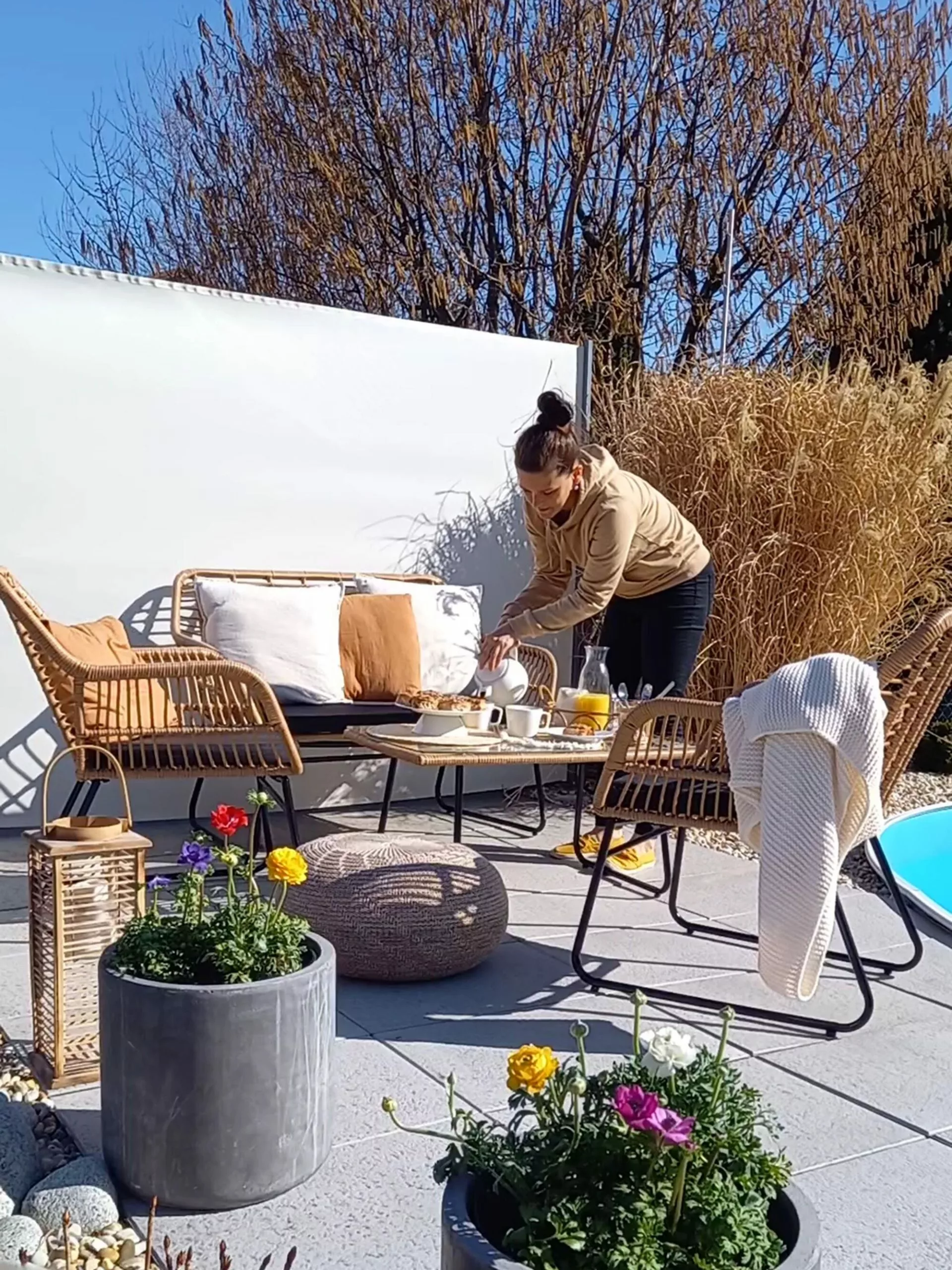 Beliani Loungeset 4-zits Rotan Beige/zwart MINORI - Afbeelding 10