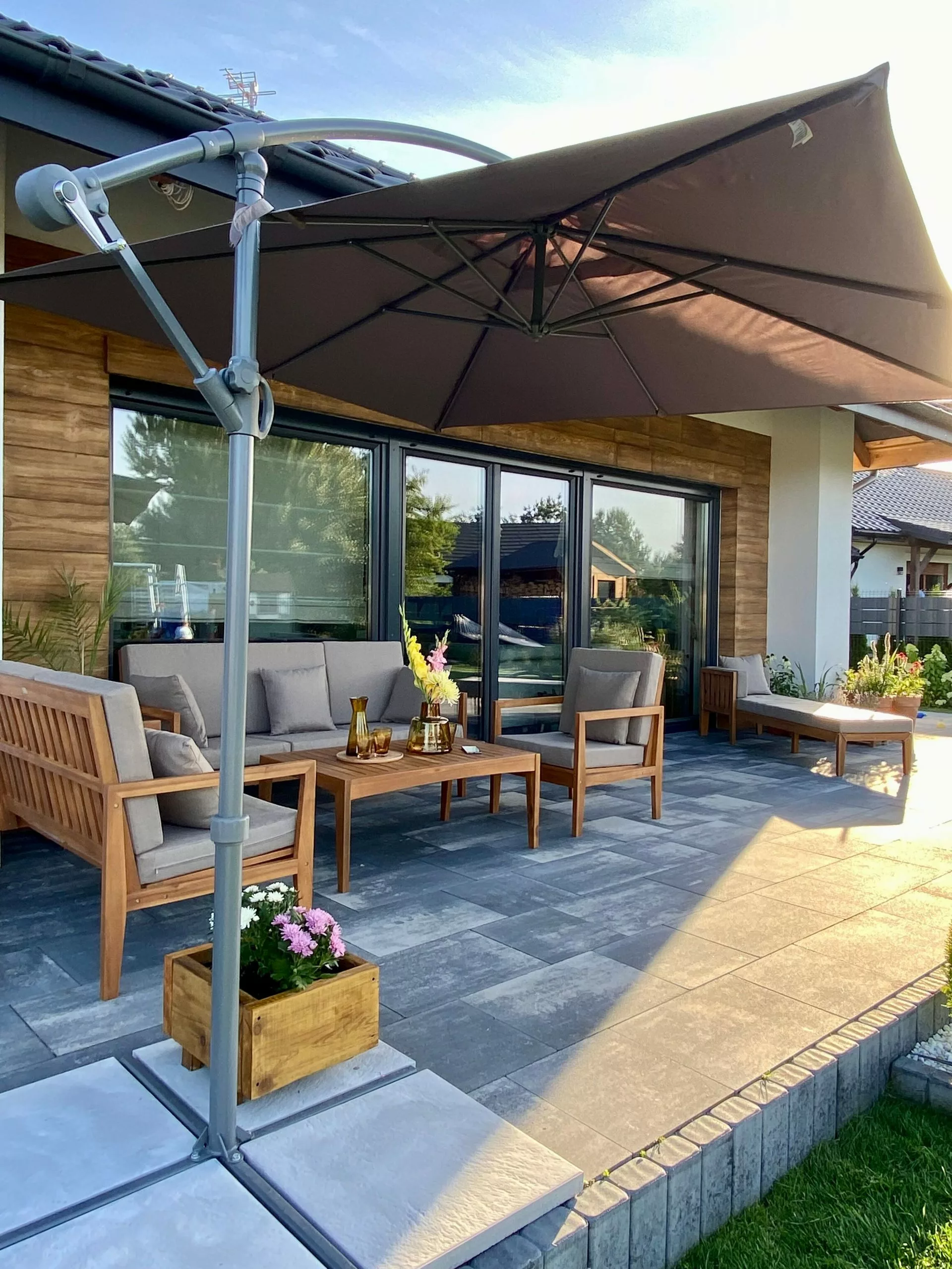 Beliani Loungeset 7-zits Acaciahout Grijs PATAJA - Afbeelding 6