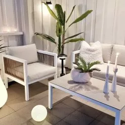 Beliani Loungeset 5-zits Aluminium Wit/bruin BORELLO -Exporteren Stoelen Winkel undef src sa picid 829112 type whitesh image scaled