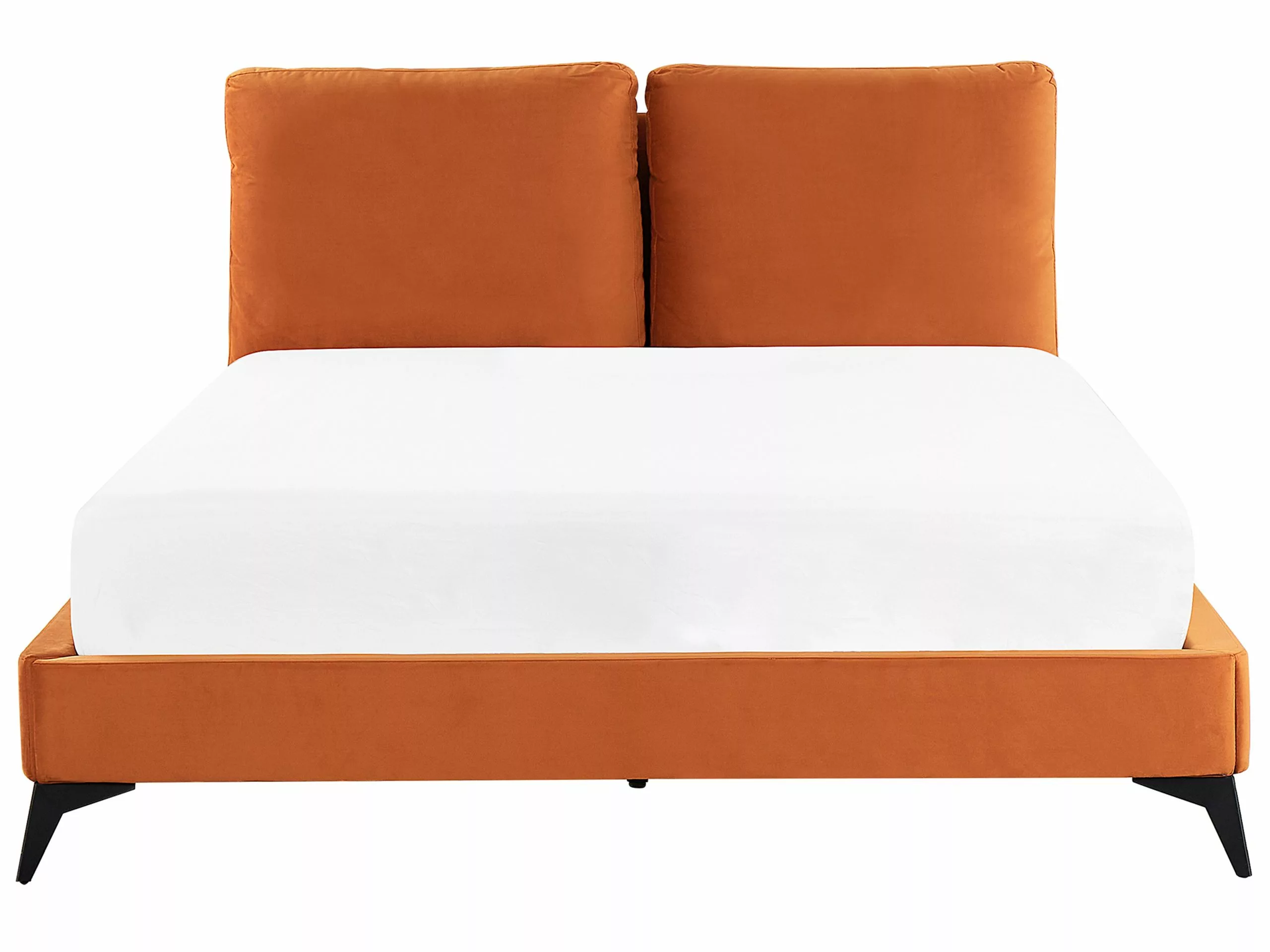 Beliani Bed Fluweel Oranje In Diverse Formaten MELLE - Afbeelding 3