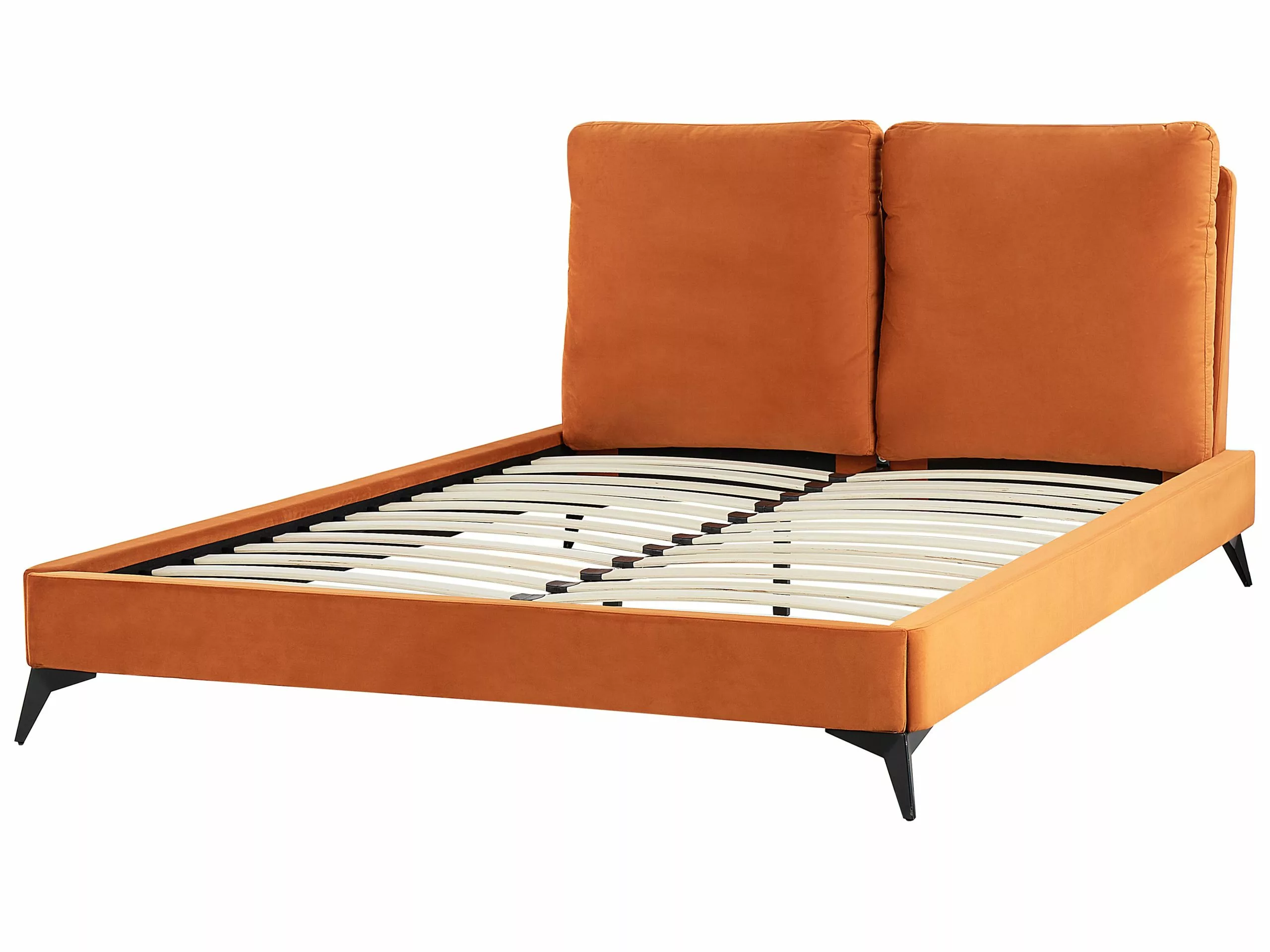 Beliani Bed Fluweel Oranje In Diverse Formaten MELLE - Afbeelding 5