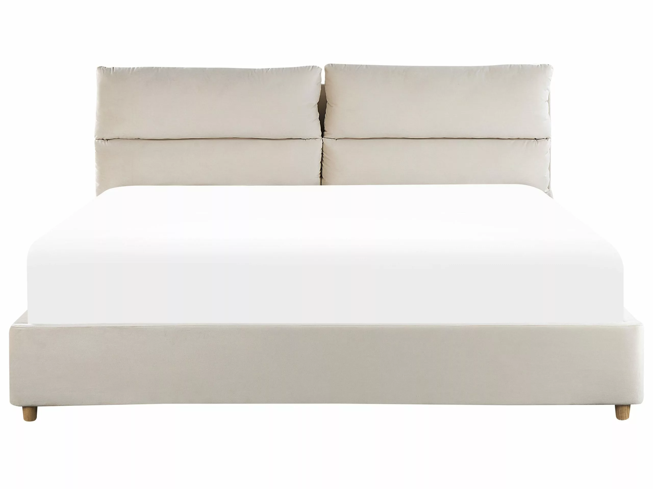 Beliani Bed Fluweel Beige In Diverse Formaten BATILLY - Afbeelding 5