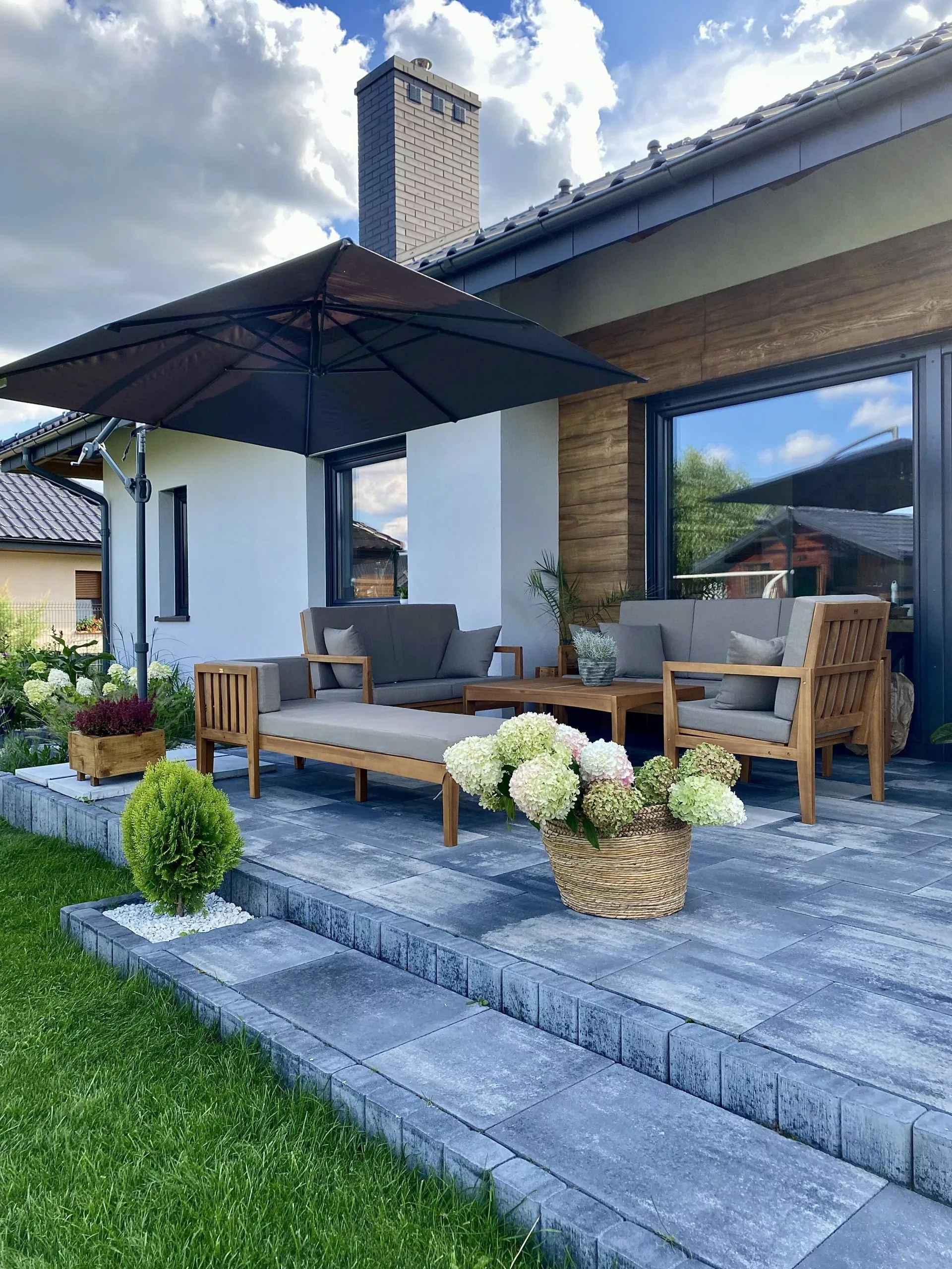 Beliani Loungeset 7-zits Acaciahout Grijs PATAJA - Afbeelding 7