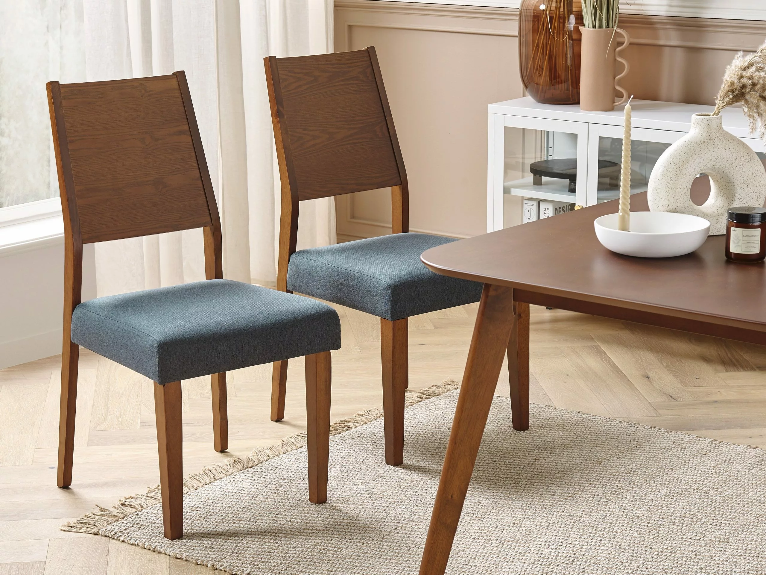 Beliani Eetkamerstoel Set Van 2 Donkerhout ELMIRA - Afbeelding 2