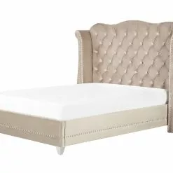 Beliani Bed Fluweel Beige In Diverse Formaten AYETTE