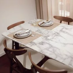 Beliani Eettafel Uitschuifbaar Marmerlook/zwart 160 / 200 X 90 Cm MOSBY -Exporteren Stoelen Winkel undef src sa picid 832342 type whitesh image scaled