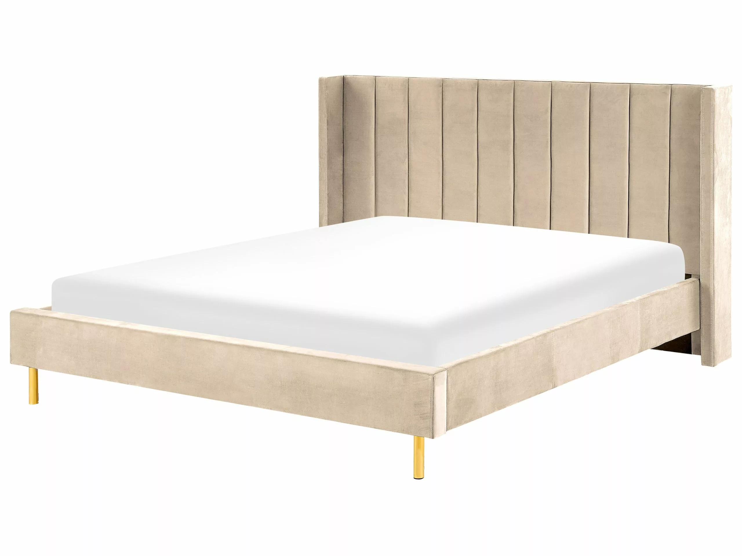 Beliani Bed Fluweel Beige In Diverse Formaten VILETTE