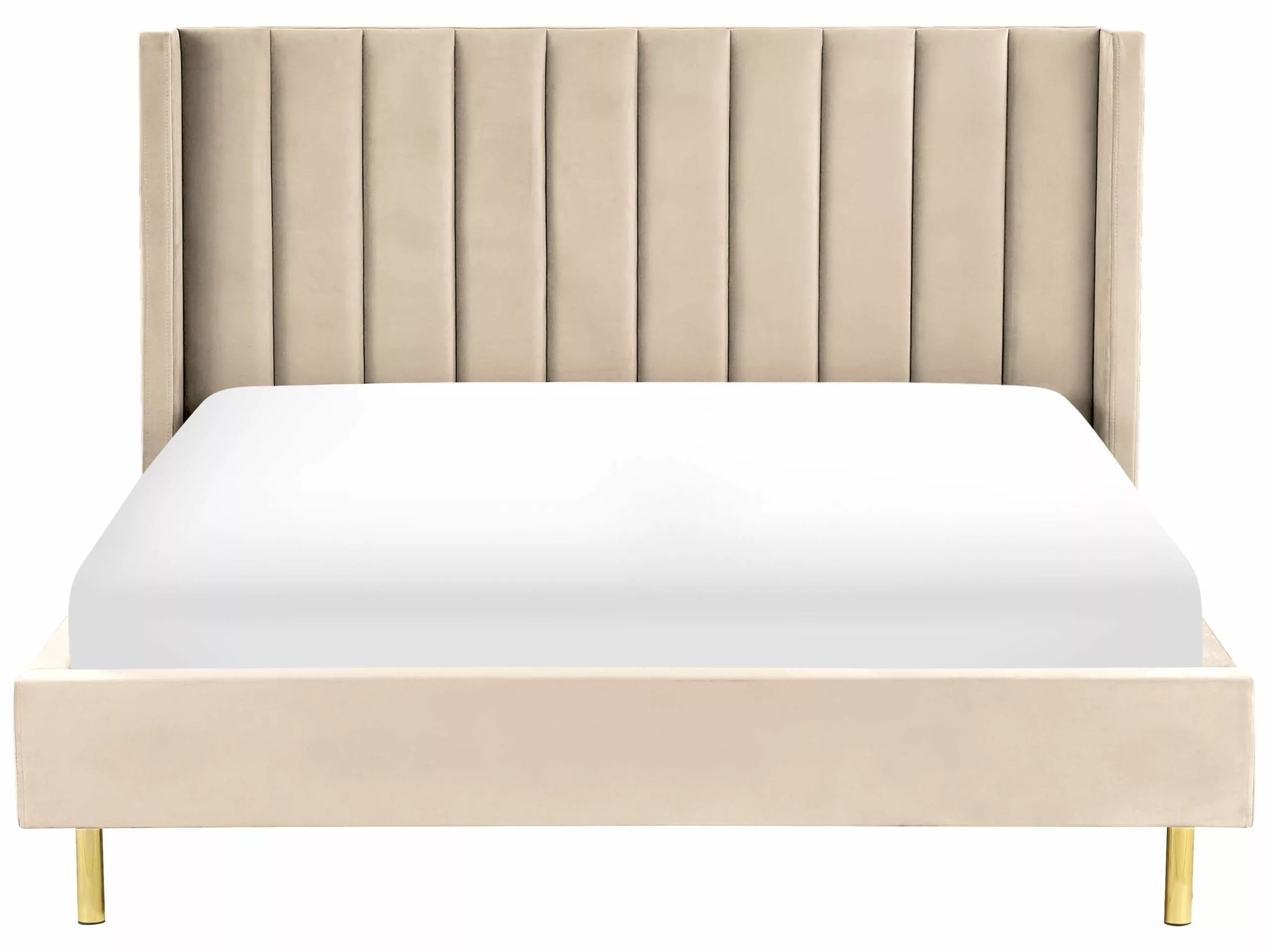 Beliani Bed Fluweel Beige In Diverse Formaten VILETTE - Afbeelding 3