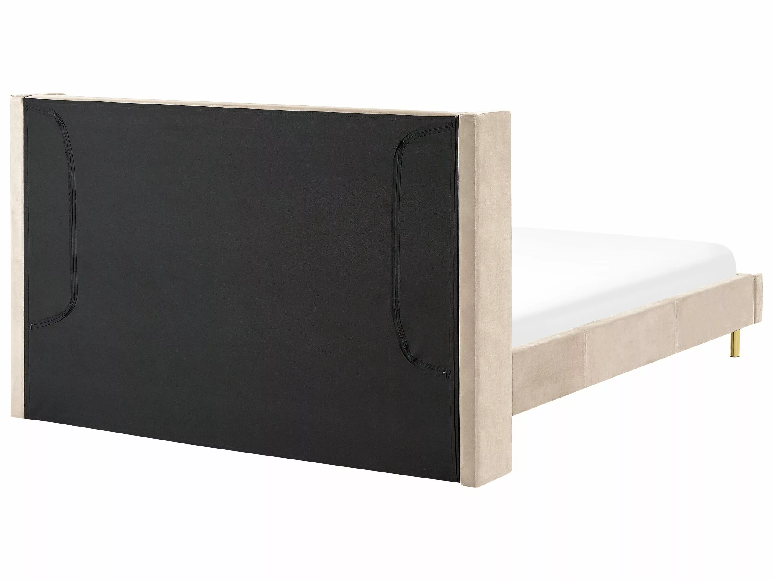 Beliani Bed Fluweel Beige In Diverse Formaten VILETTE - Afbeelding 4