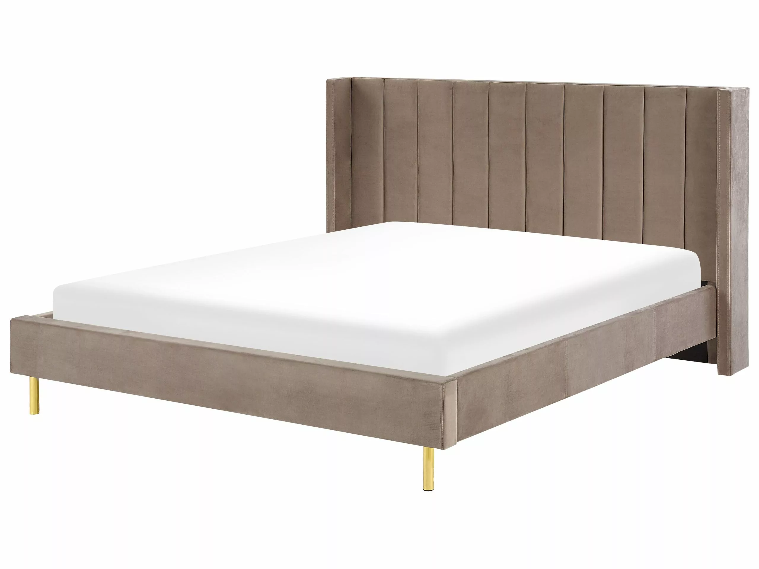 Beliani Bed Fluweel Taupe In Diverse Formaten VILLETTE