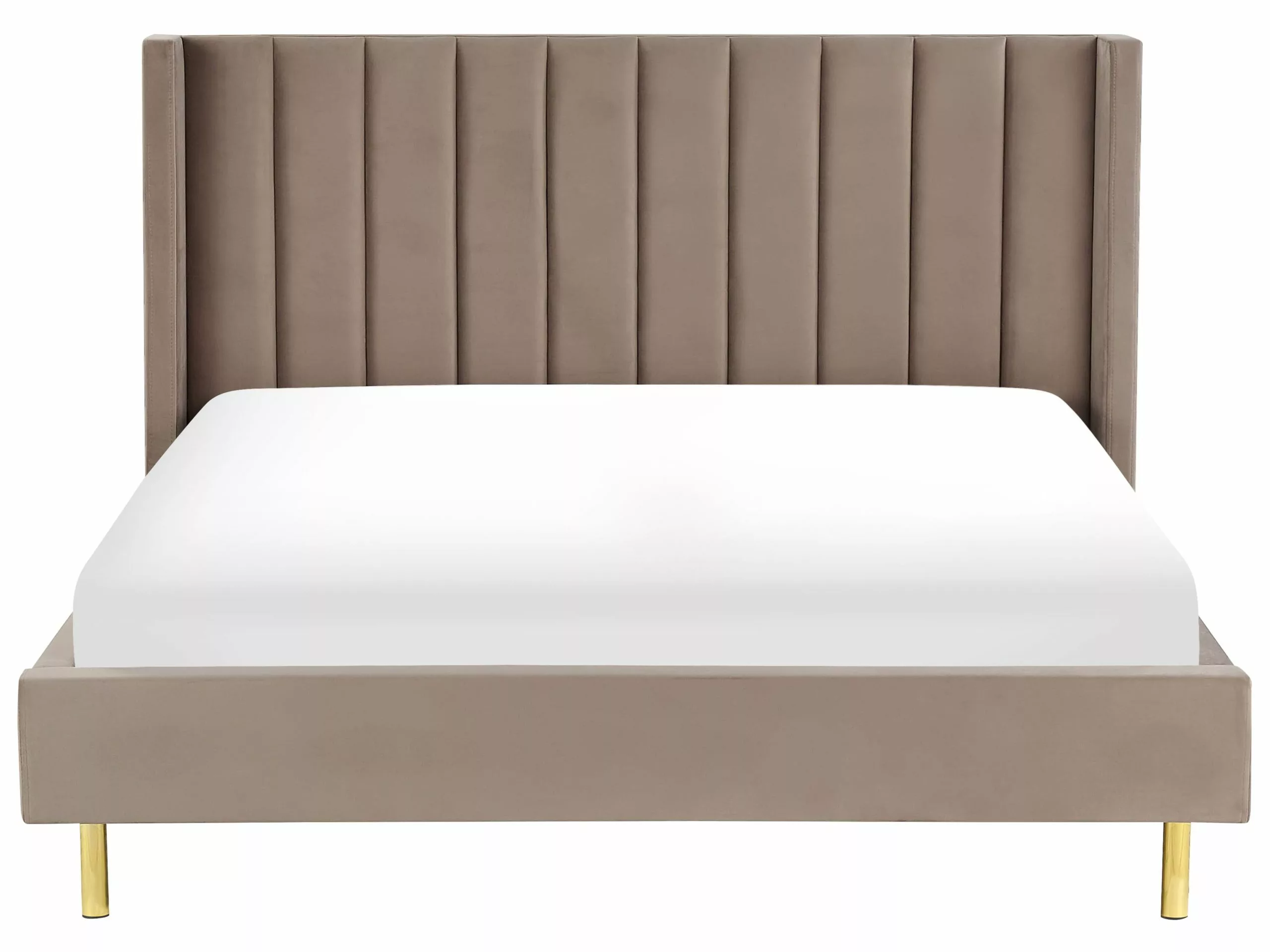 Beliani Bed Fluweel Taupe In Diverse Formaten VILLETTE - Afbeelding 3