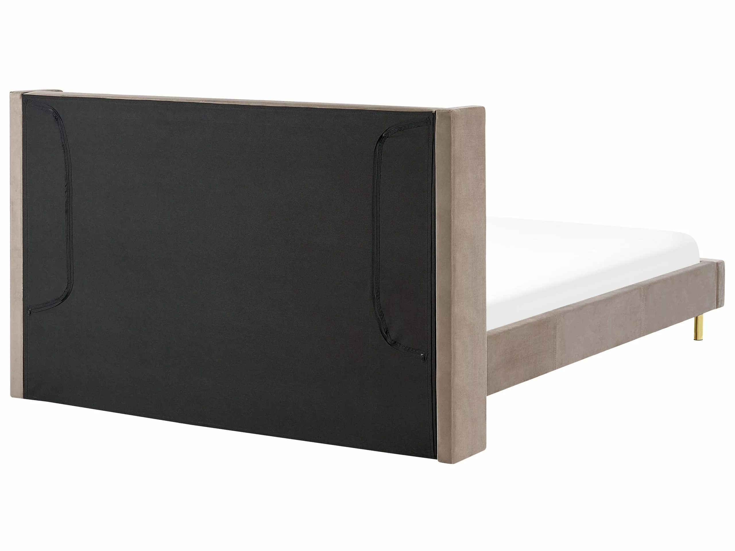 Beliani Bed Fluweel Taupe In Diverse Formaten VILLETTE - Afbeelding 4