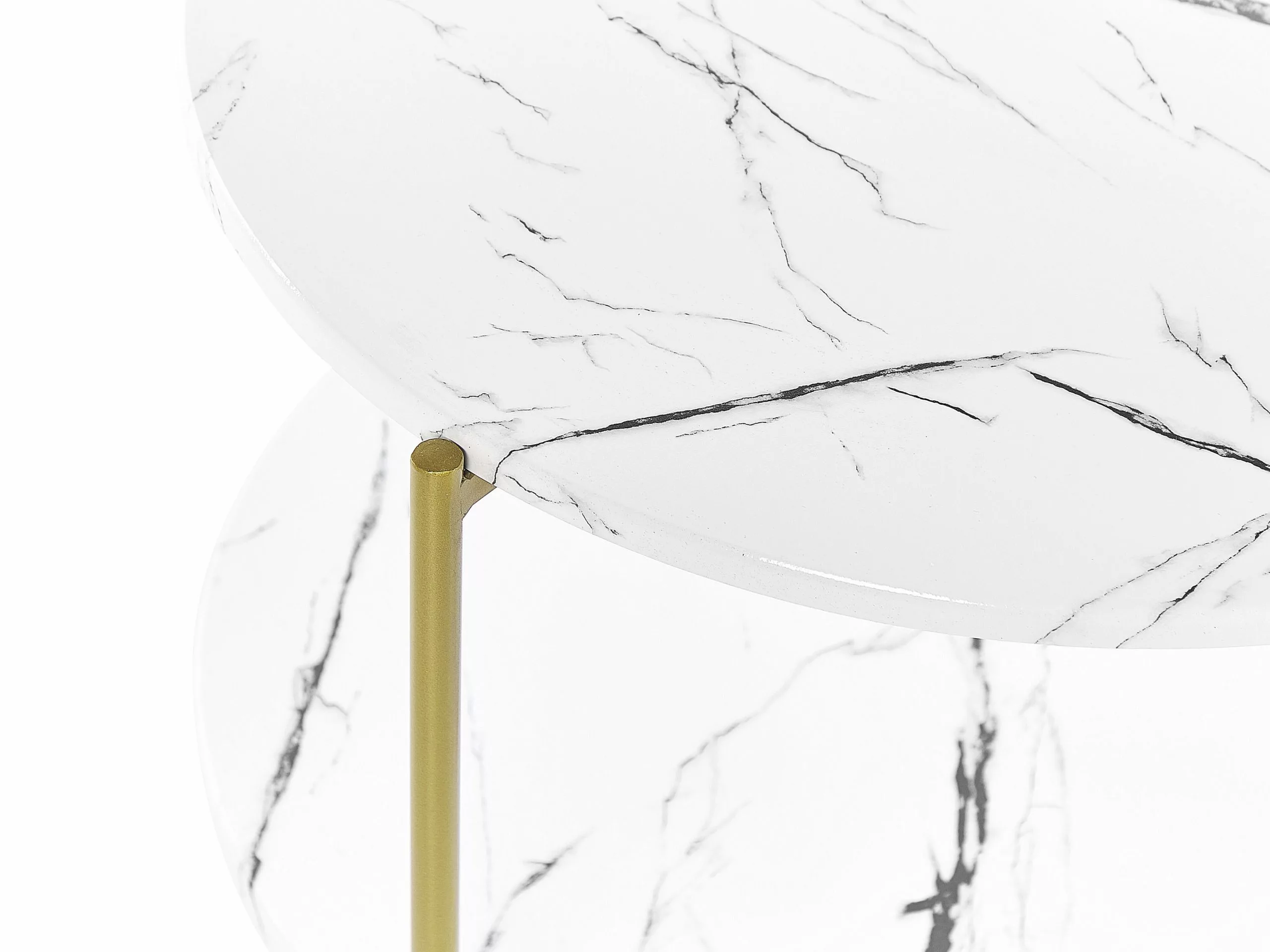 Beliani Bijzettafel Marmereffect Wit Met Goud REVA - Afbeelding 3
