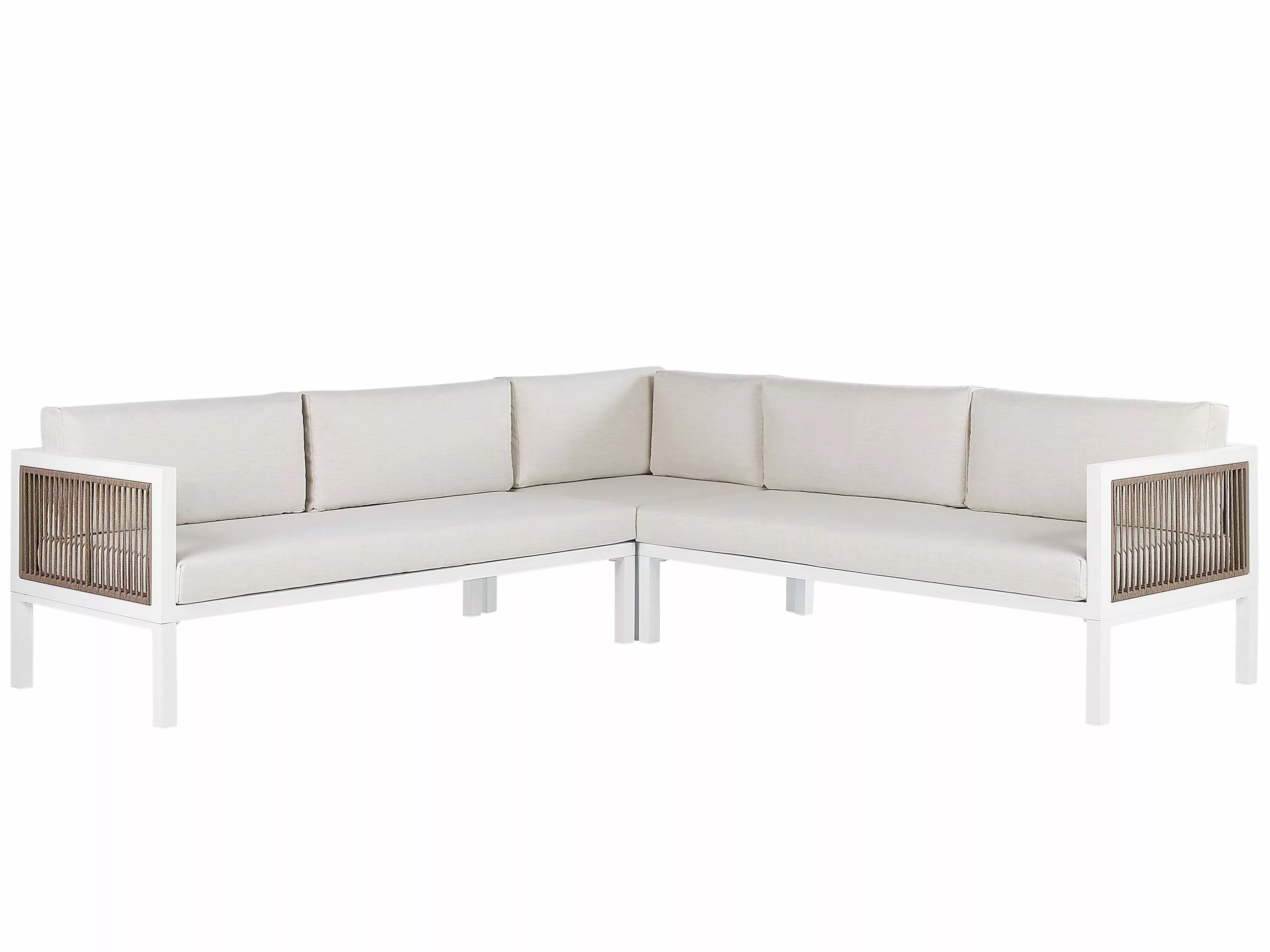 Beliani Loungeset 4-zits Aluminium Wit/bruin Rechtszijdig BORELLO 6 Beliani Loungeset 4-zits Aluminium Wit/bruin Rechtszijdig BORELLO - Afbeelding 4