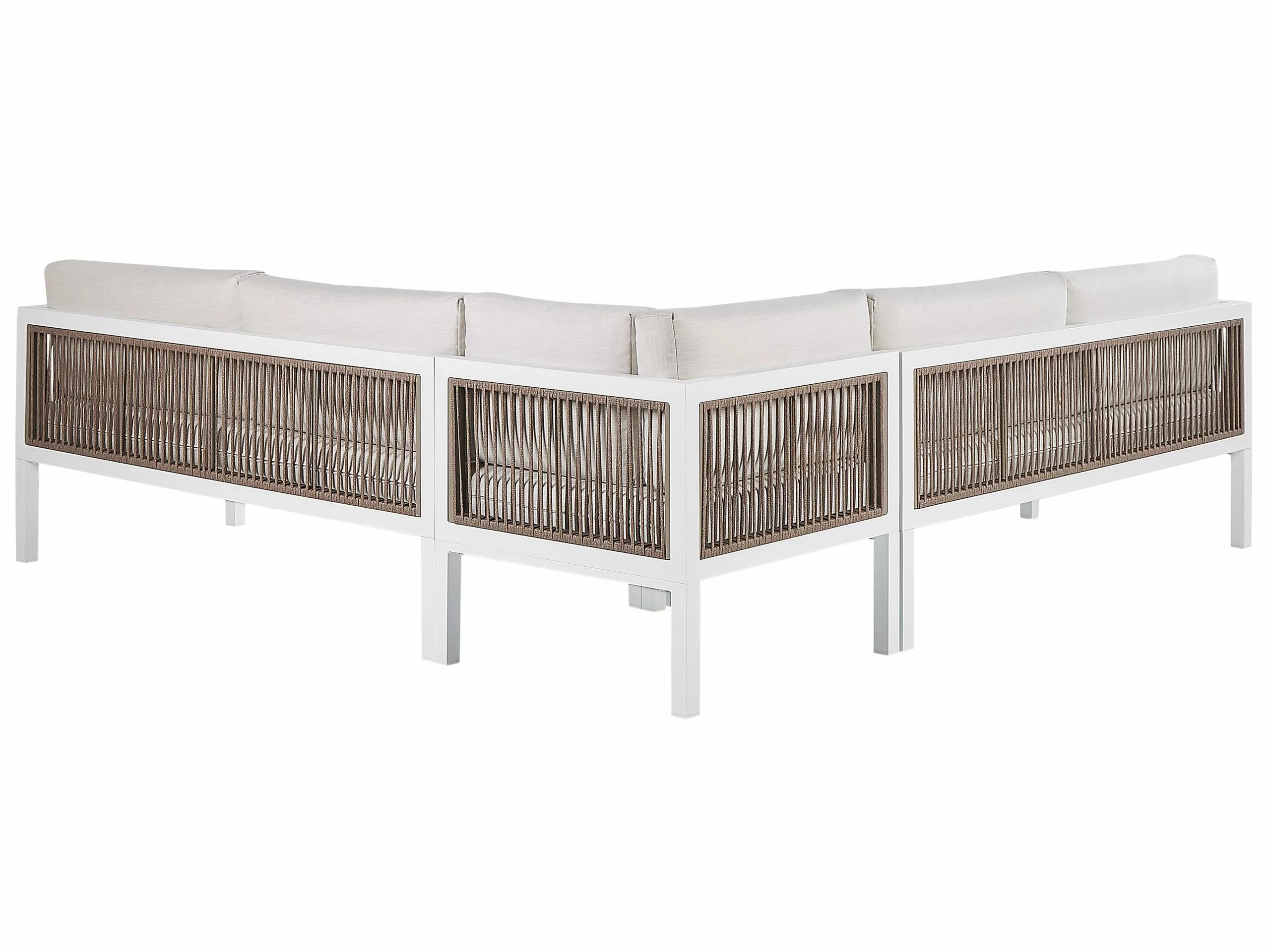 Beliani Loungeset 4-zits Aluminium Wit/bruin Rechtszijdig BORELLO 7 Beliani Loungeset 4-zits Aluminium Wit/bruin Rechtszijdig BORELLO - Afbeelding 5