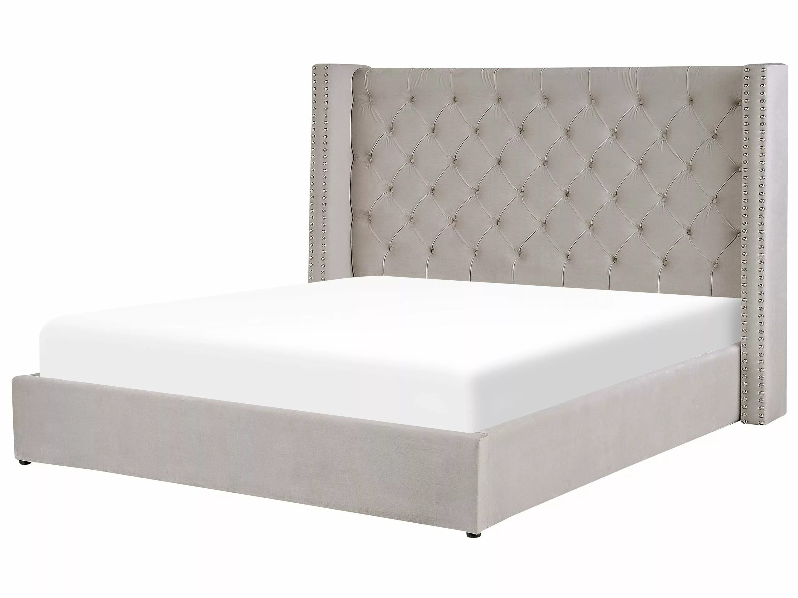 Beliani Bed Fluweel Lichtgrijs Met Opbergruimte In Diverse Formaten LUBBON - Afbeelding 4