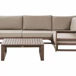 Beliani Loungeset 4-zits Acaciahout Lichtbruin Linkszijdig TIMOR II