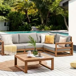 Beliani Loungeset 4-zits Acaciahout Lichtbruin Linkszijdig TIMOR II -Exporteren Stoelen Winkel undef src sa picid 834117 type whitesh image scaled