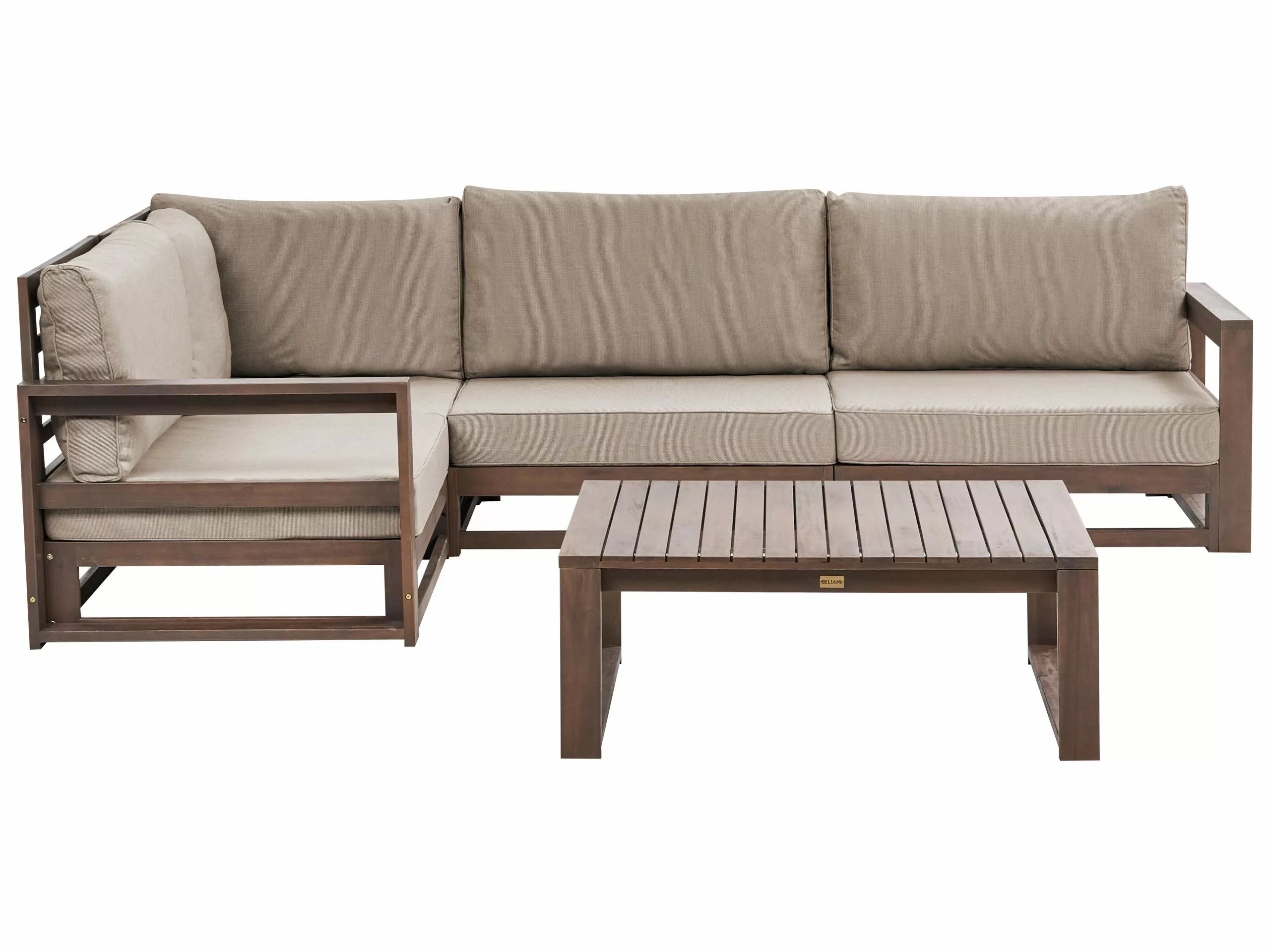 Beliani Loungeset 4-zits Acaciahout Lichtbruin Linkszijdig TIMOR II - Afbeelding 4