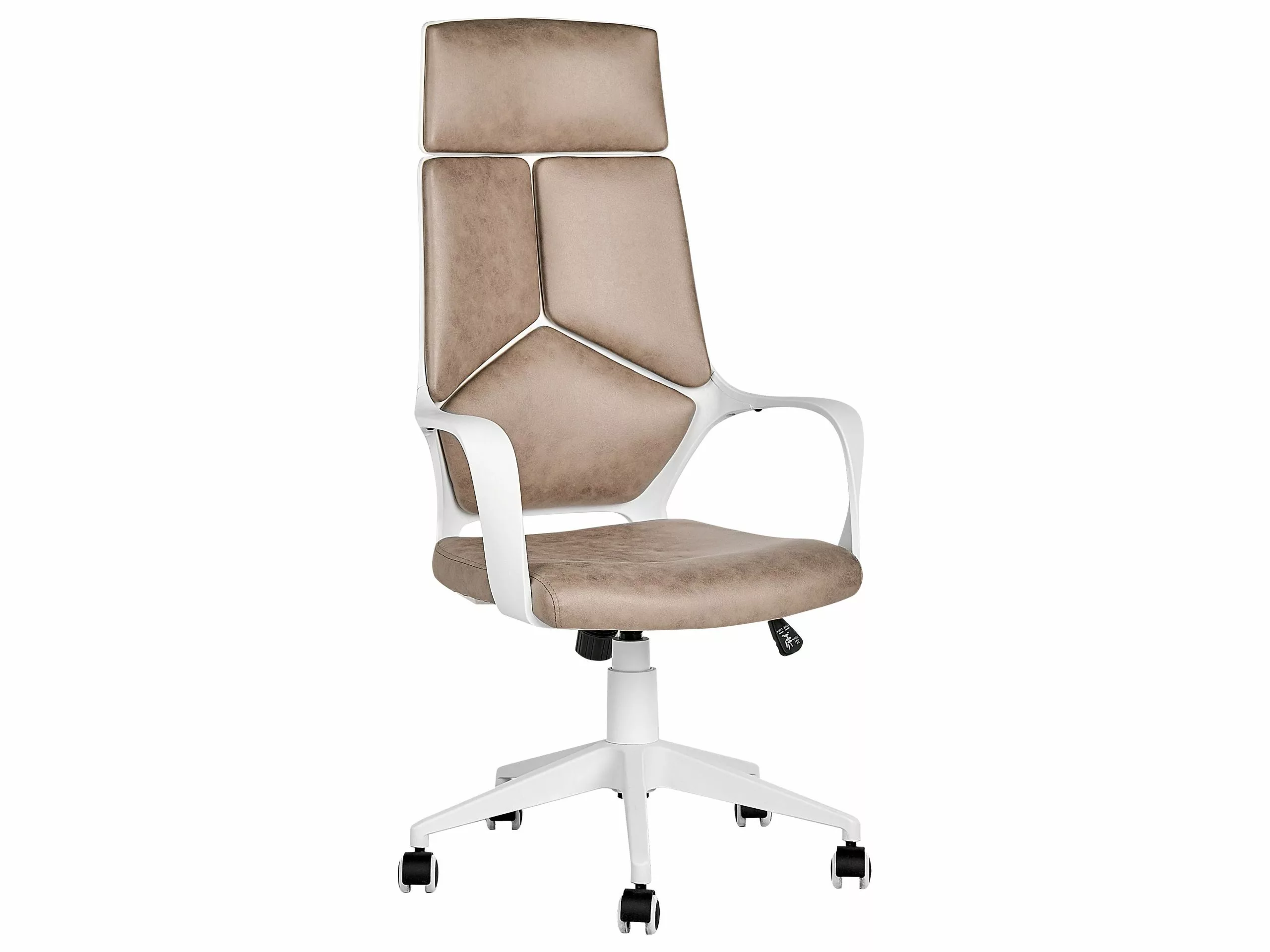 Beliani Bureaustoel Taupe En Wit DELIGHT 3 Beliani Bureaustoel Taupe En Wit DELIGHT