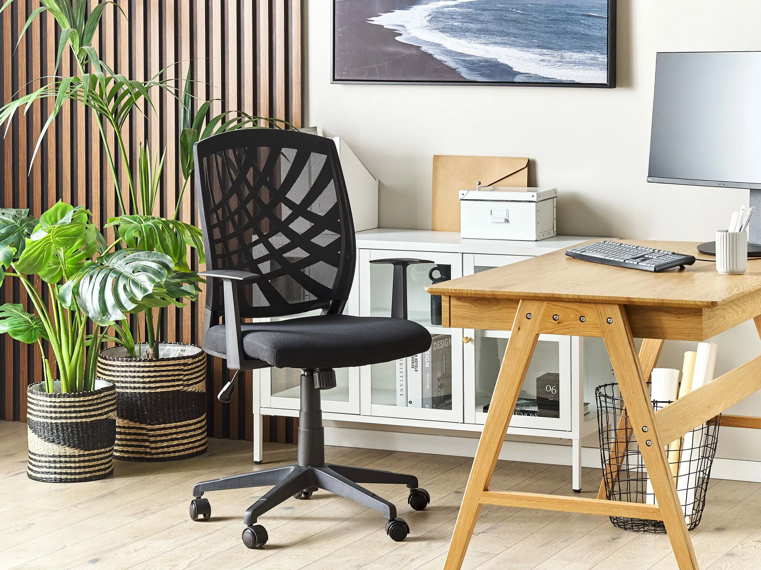 Beliani Draaibureaustoel Zwart BONNY 4 Beliani Draaibureaustoel Zwart BONNY - Afbeelding 2