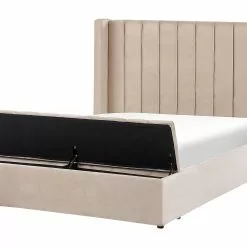 Beliani Bed Fluweel Beige Met Opbergruimte In Diverse Formaten NOYERS
