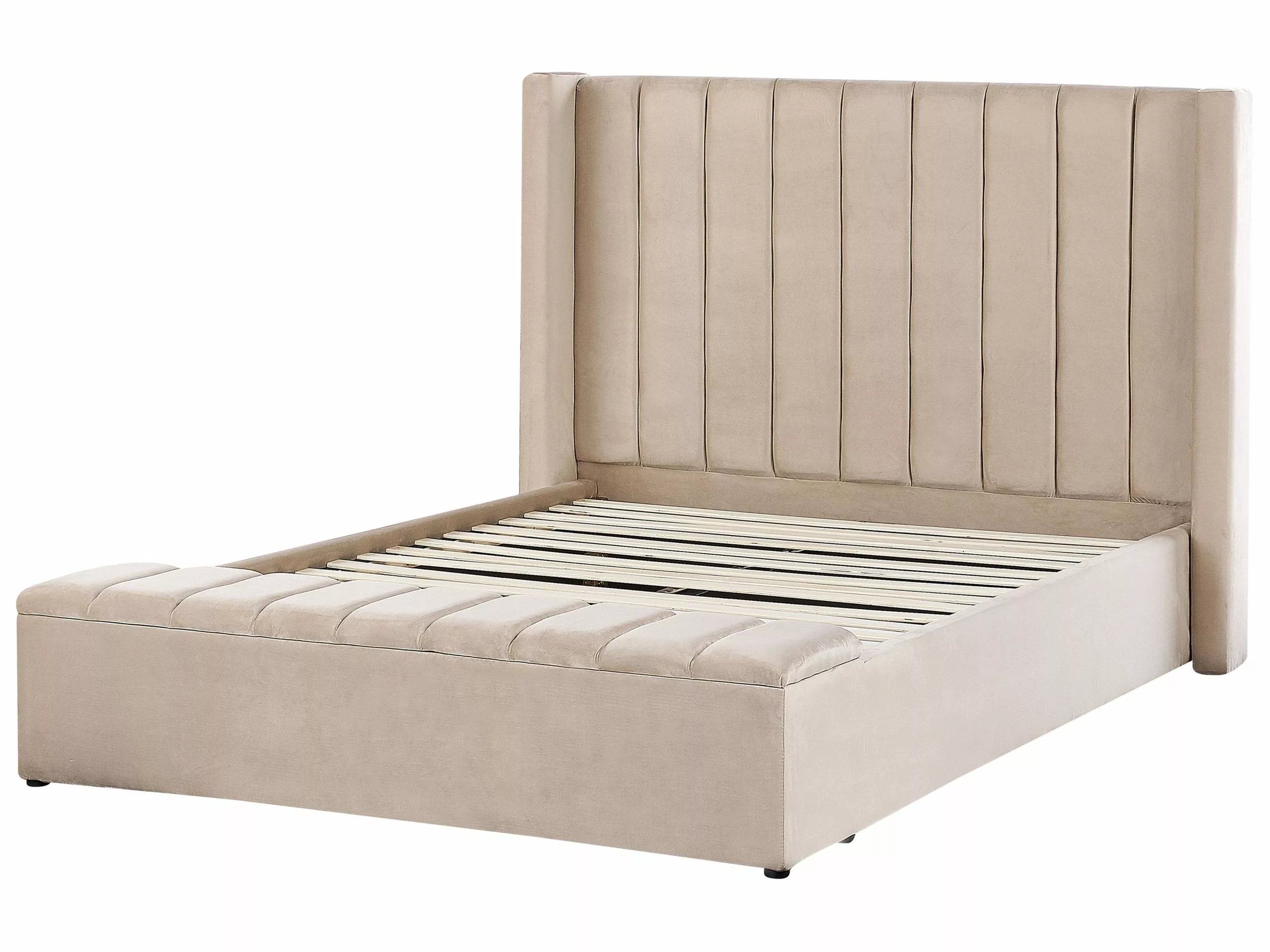 Beliani Bed Fluweel Beige Met Opbergruimte In Diverse Formaten NOYERS - Afbeelding 6