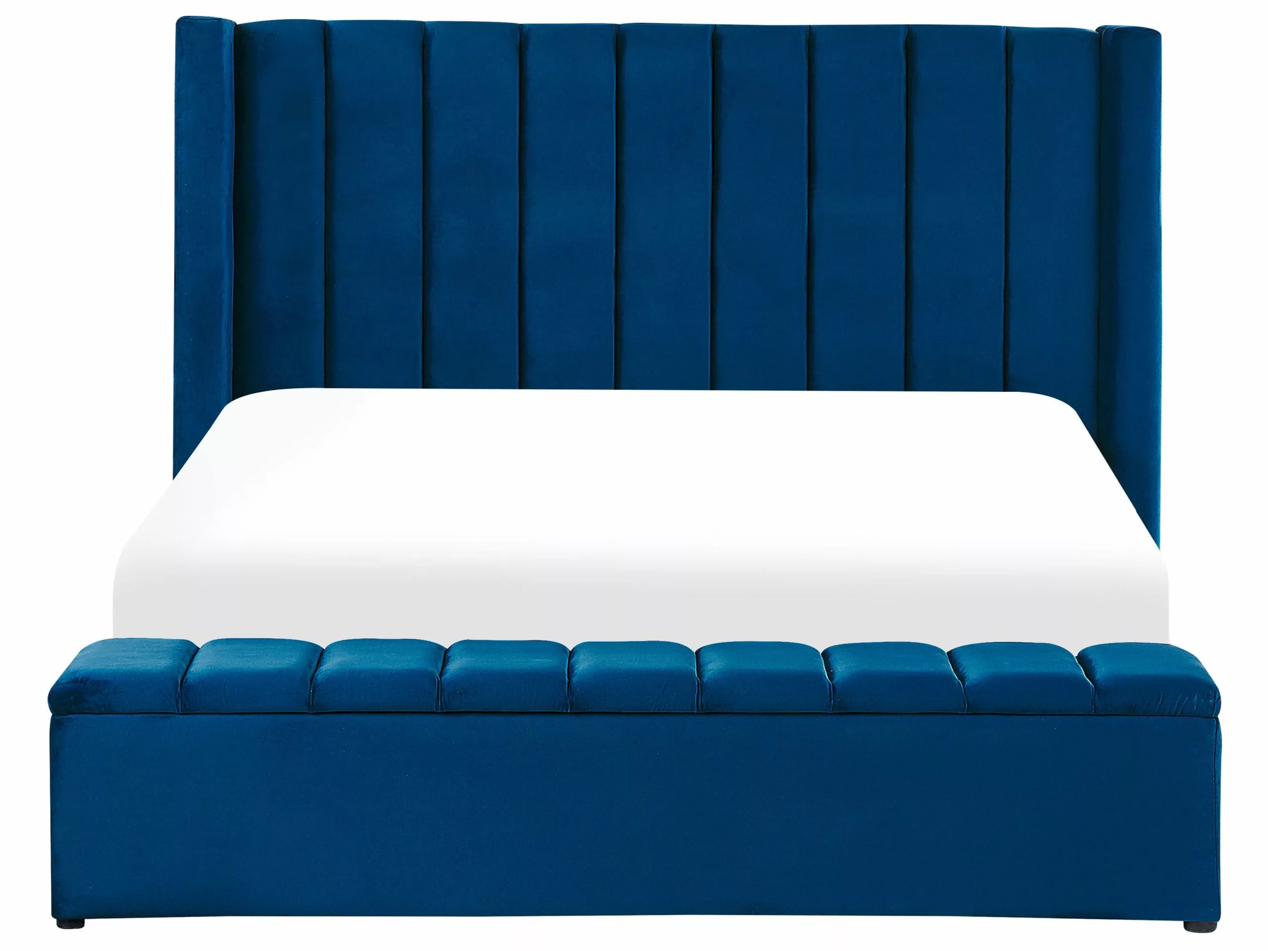 Beliani Bed Fluweel Blauw Met Opbergruimte In Diverse Formaten NOYERS - Afbeelding 4