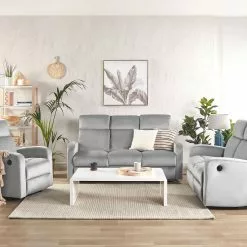 Beliani Handbediende Relaxfauteuil Fluweel Lichtgrijs VERDAL -Exporteren Stoelen Winkel undef src sa picid 835036 type whitesh image scaled